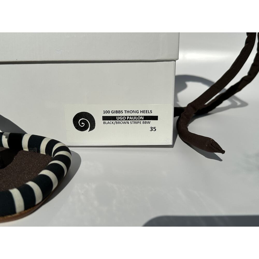 Ugo Paulon 100 Gibbs Thong Sandals Black / Brown Stripe BBW Sz 35 Handmade $550 - Picture 14 of 14